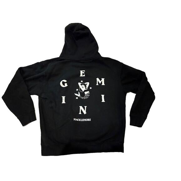 Macklemore Gemini Concert Black Hoodie Double Sided Print Sweatshirt Sz L - Picture 1 of 8